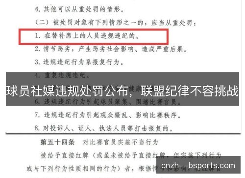 球员社媒违规处罚公布，联盟纪律不容挑战